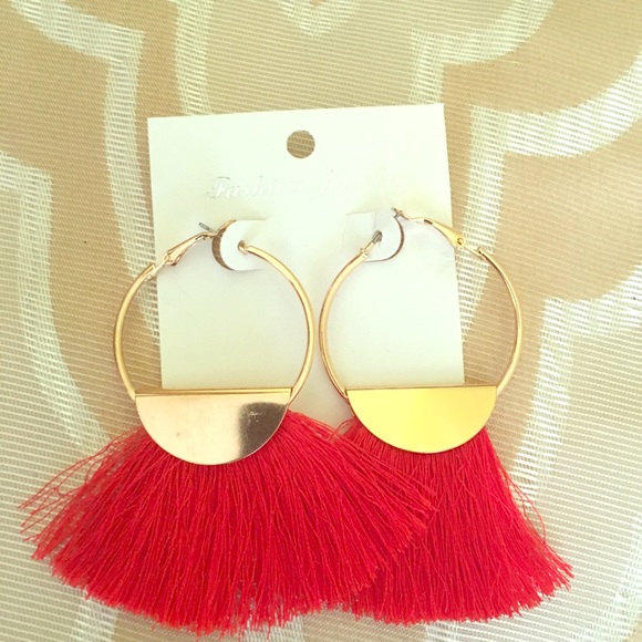 Set of 3 Red Tassel Earrings - Picture 1 of 3